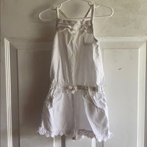 4t White Romper with criss cross back